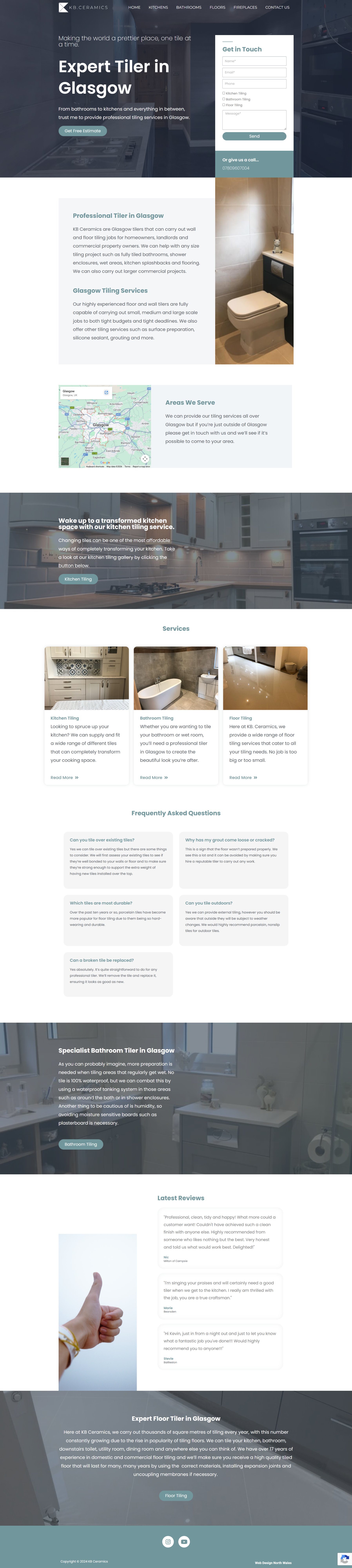 KB Ceramics tiling Glasgow website design by Happy Shrimp Marketing
