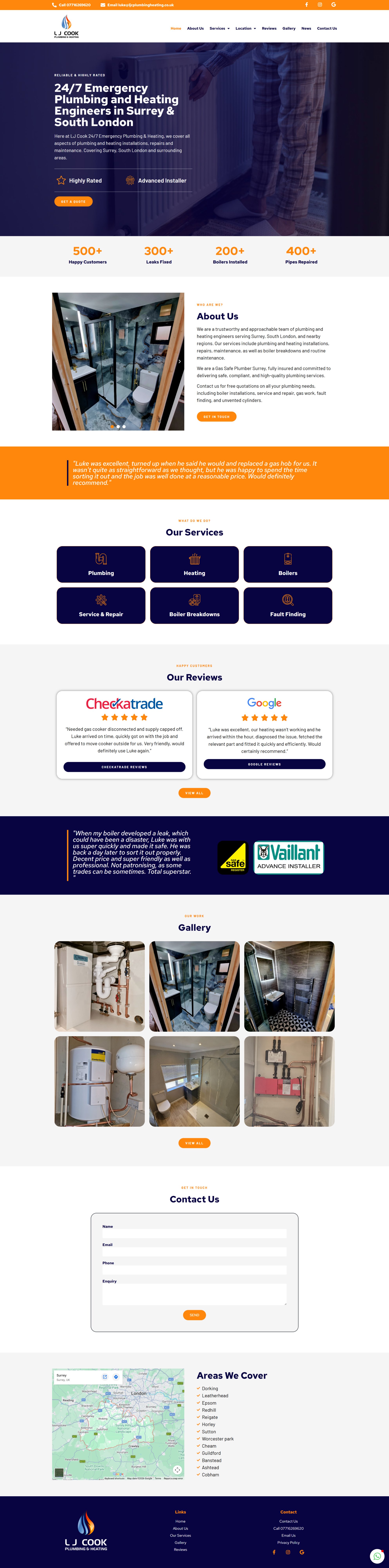 LJ Cook Plumbing and Heating website design by Happy Shrimp Marketing