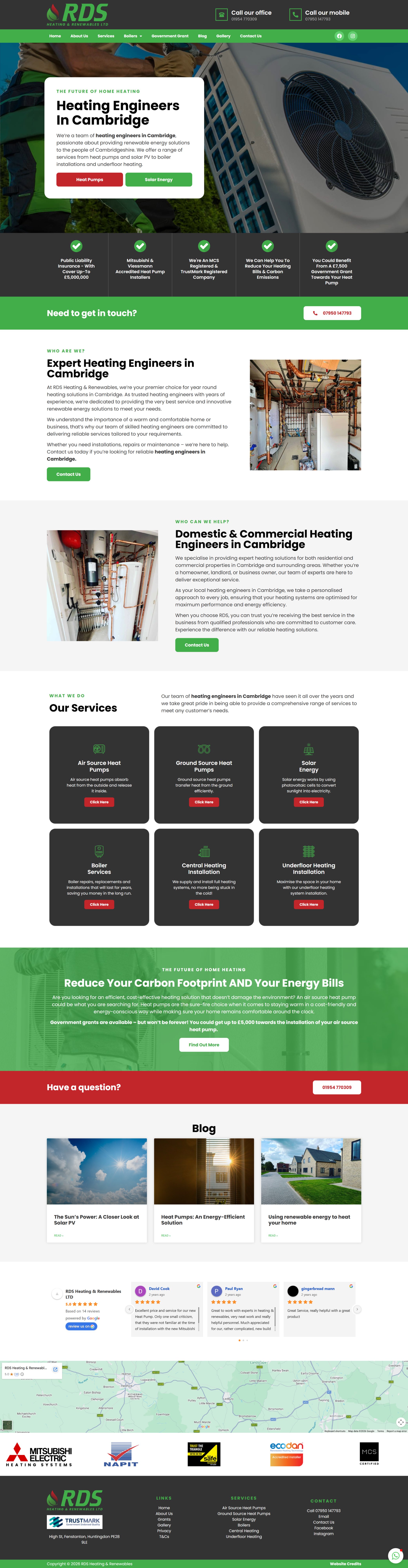 RDS Heating and Renewables website design by Happy Shrimp Marketing