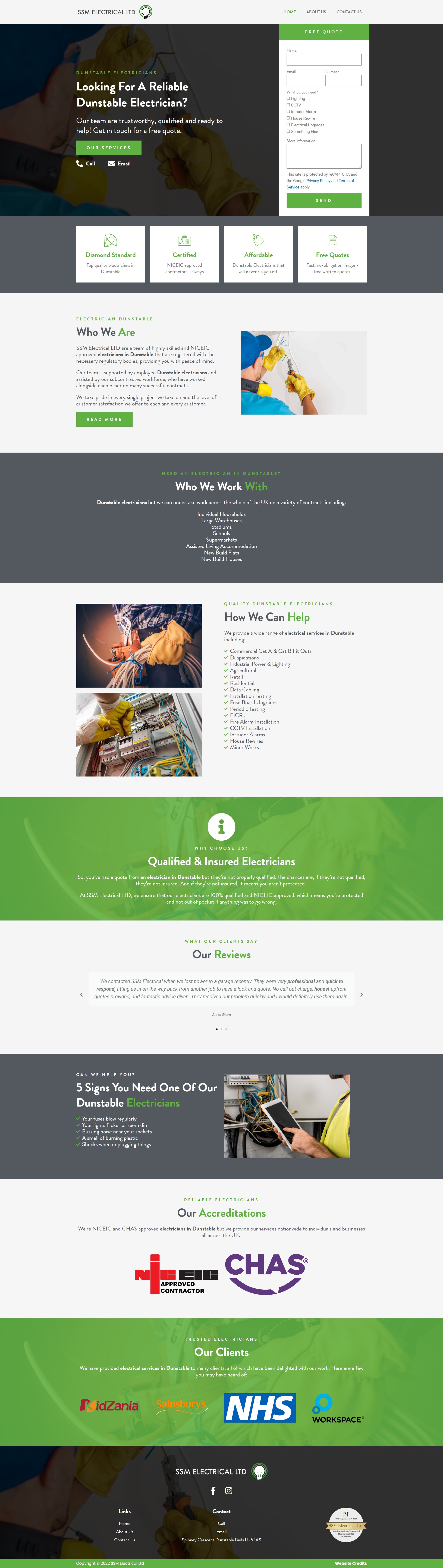 SSM Electrical Ltd electricians Dunstable website design by Happy Shrimp Marketing